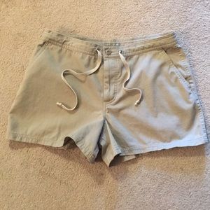 J Crew button fly khaki drawstring shorts